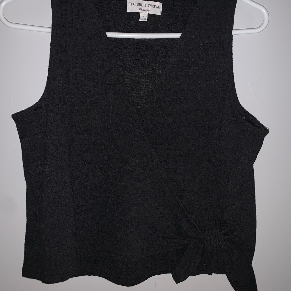 Madewell Texture & Thread Black Wrap-Tie Tank Top